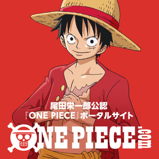 Luffy diante de um fundo vermelho na imagem promocional do portal oficial de One Piece