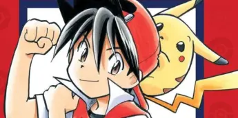 Red ao lado de Pikachu em uma ilustração de Pokémon Adventures