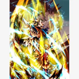 Goku Super Saiyajin 3 em ilustração oficial de Dragon Ball Legends