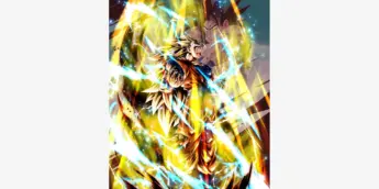 Goku Super Saiyajin 3 em ilustração oficial de Dragon Ball Legends