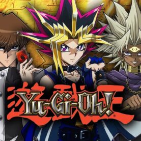 Yugi, Kaiba, Marik, Pegasus e Bandit Keith na arte de Yu-Gi-Oh! Duel Monsters